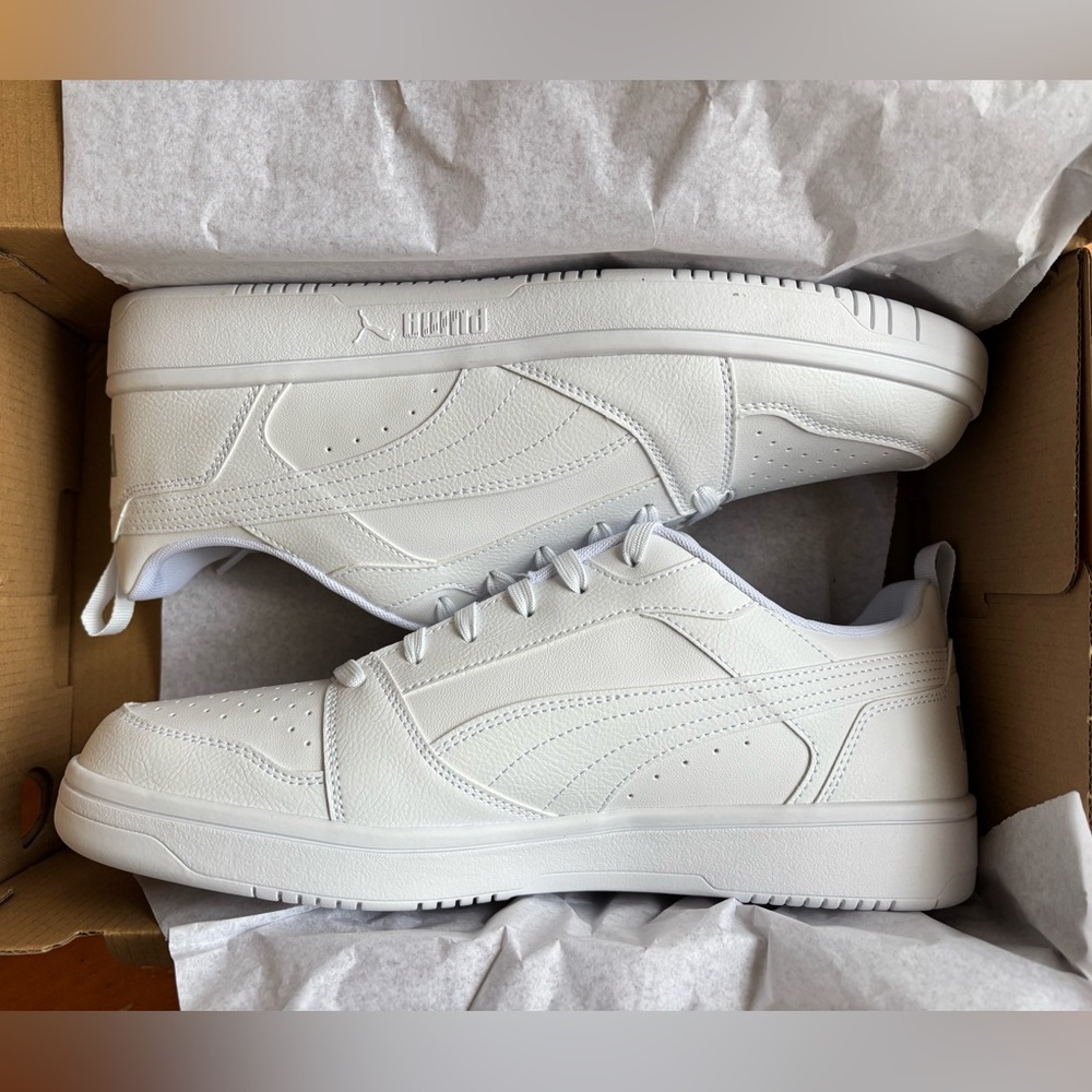 NWT Puma Men's White Rebound V6 Low Lace Up Sneakers • Size 13